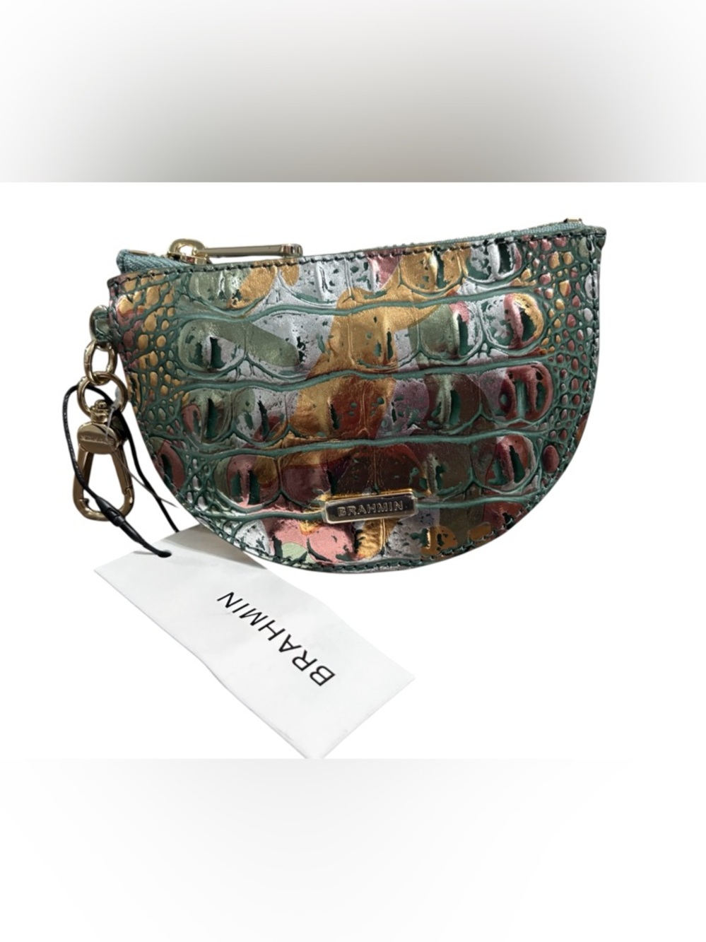 Brahmin Leather Croc-Embossed Coin Pouch